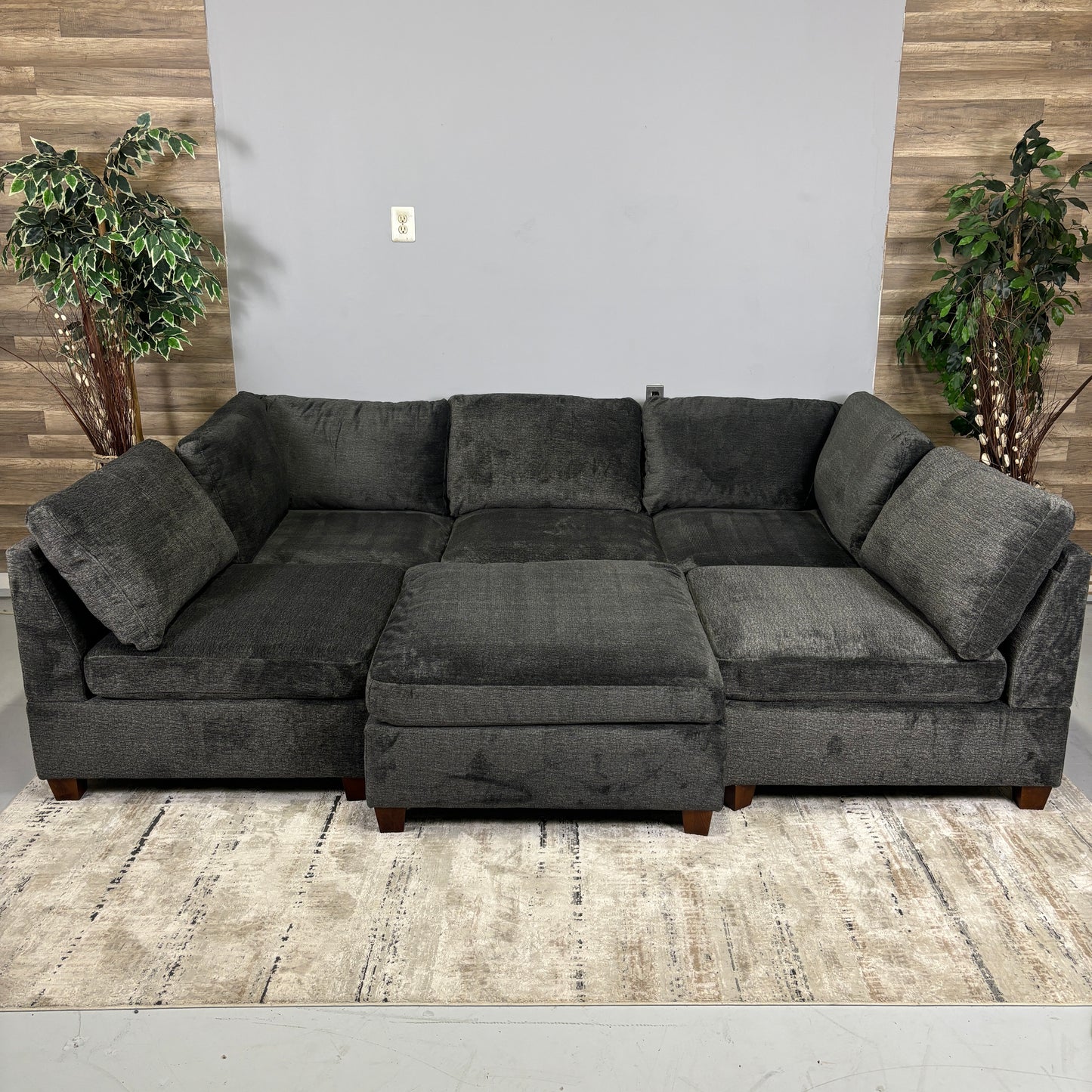 6-Piece Grey Chenile Modular Sectional