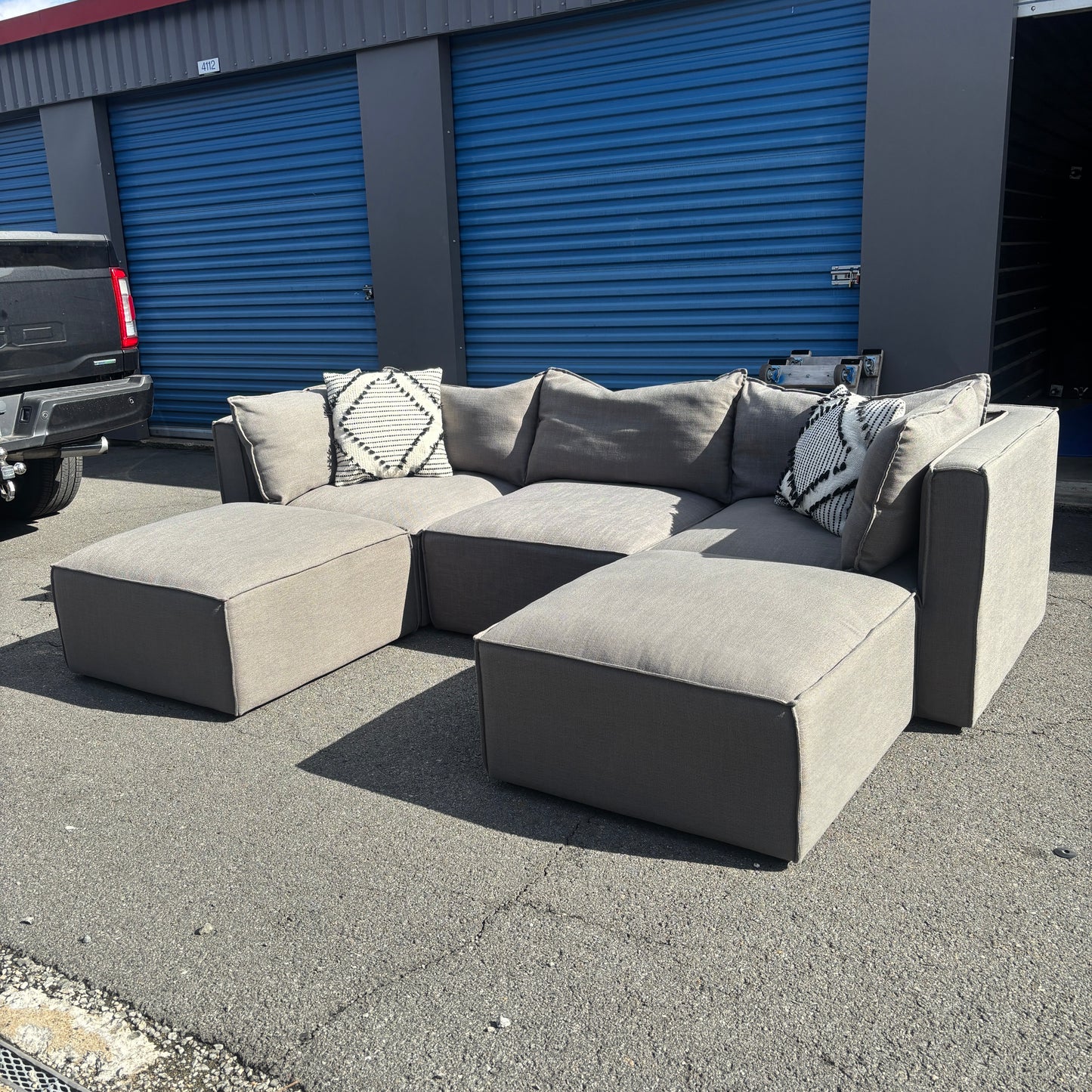 5-Piece Modular Grey Sectional