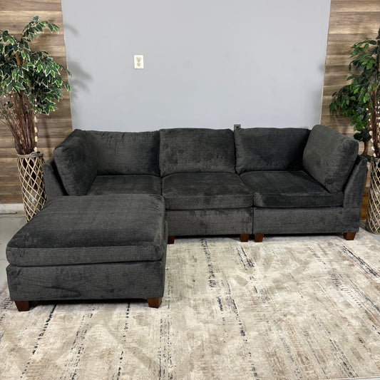 4-Piece Grey Chenile Modular Sectional