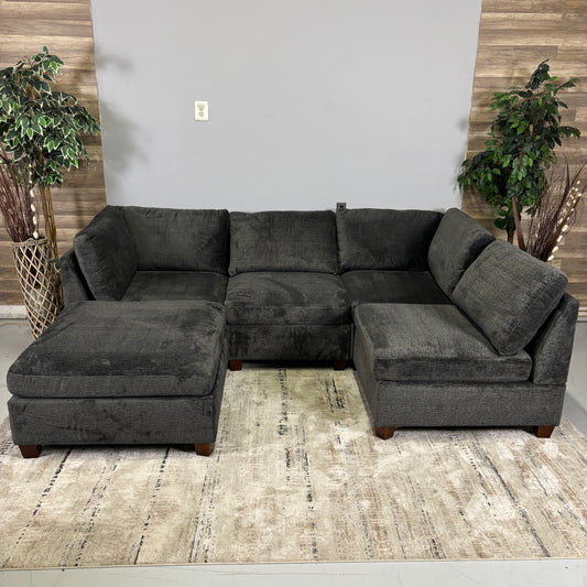 5-Piece Grey Chenile Modular Sectional