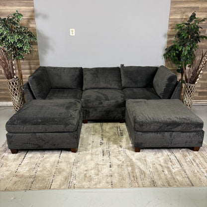 5-Piece Grey Chenile Modular Sectional