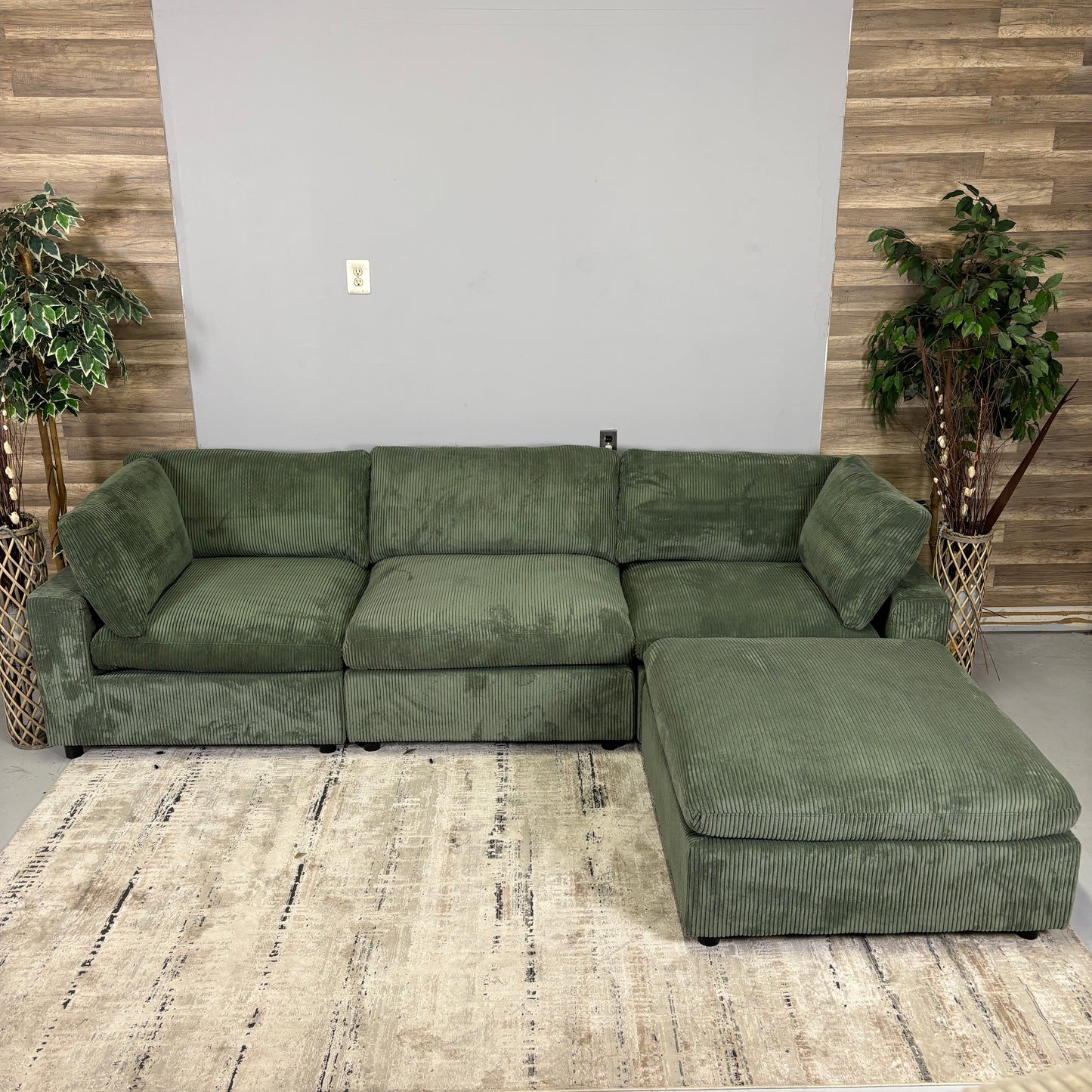 Green Corduroy Modular Sectional