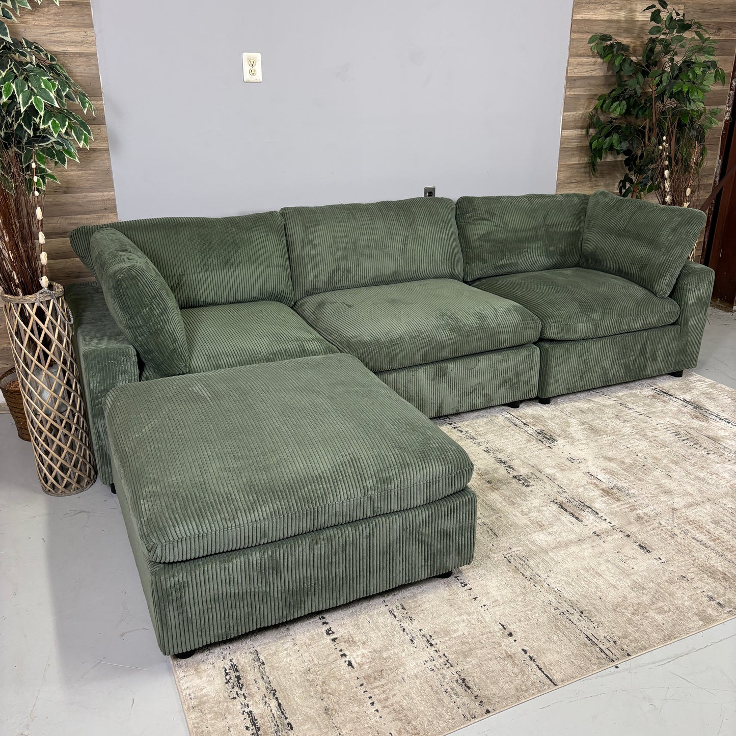 Green Corduroy Modular Sectional