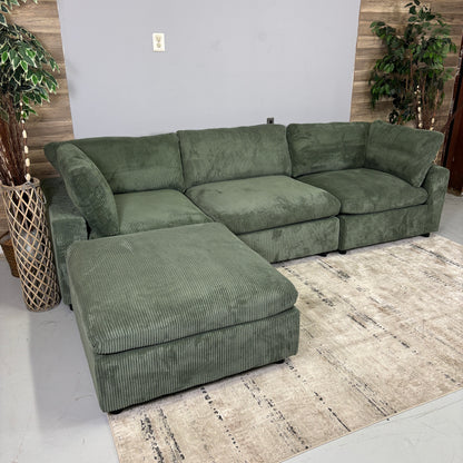 Green Corduroy Modular Sectional
