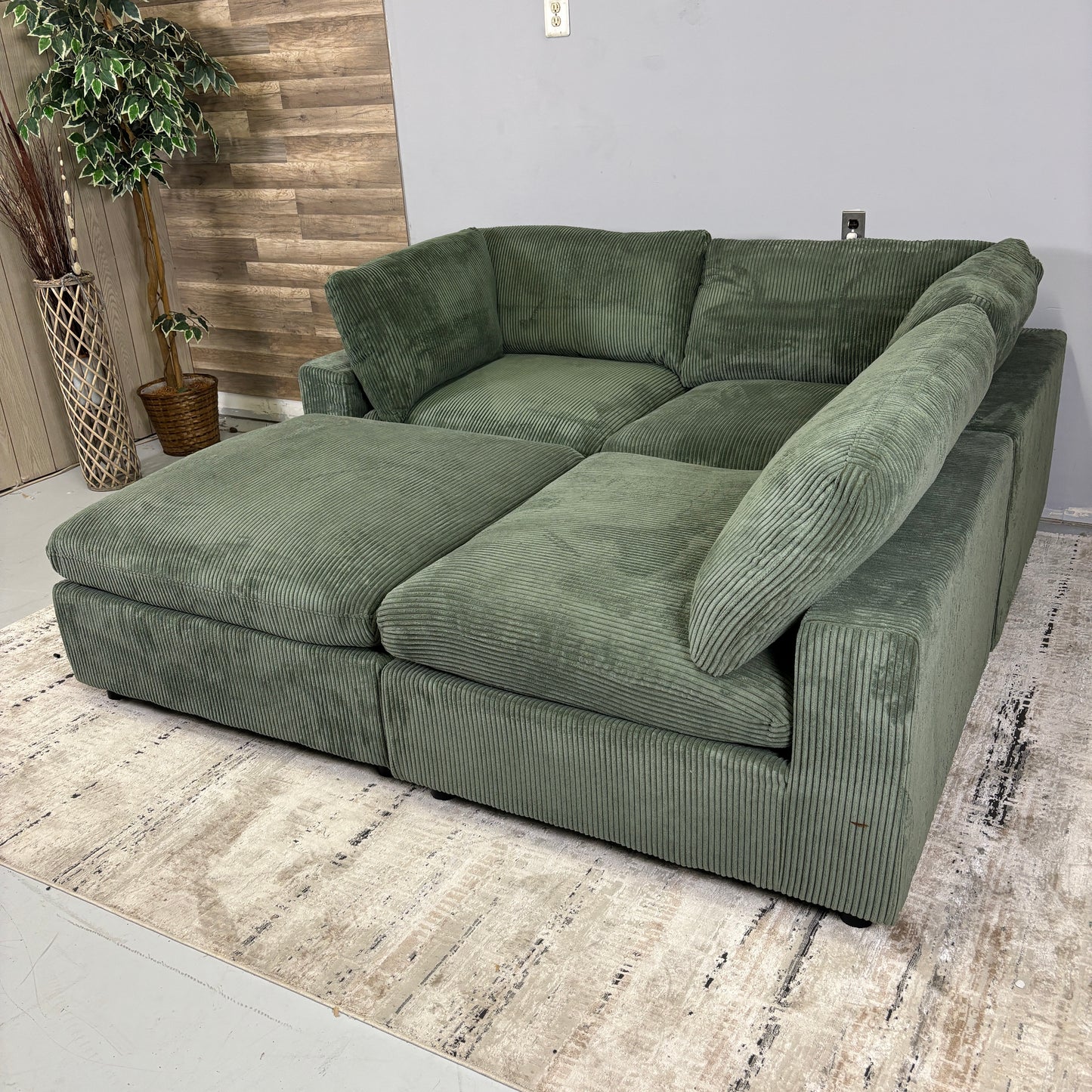 Green Corduroy Modular Sectional