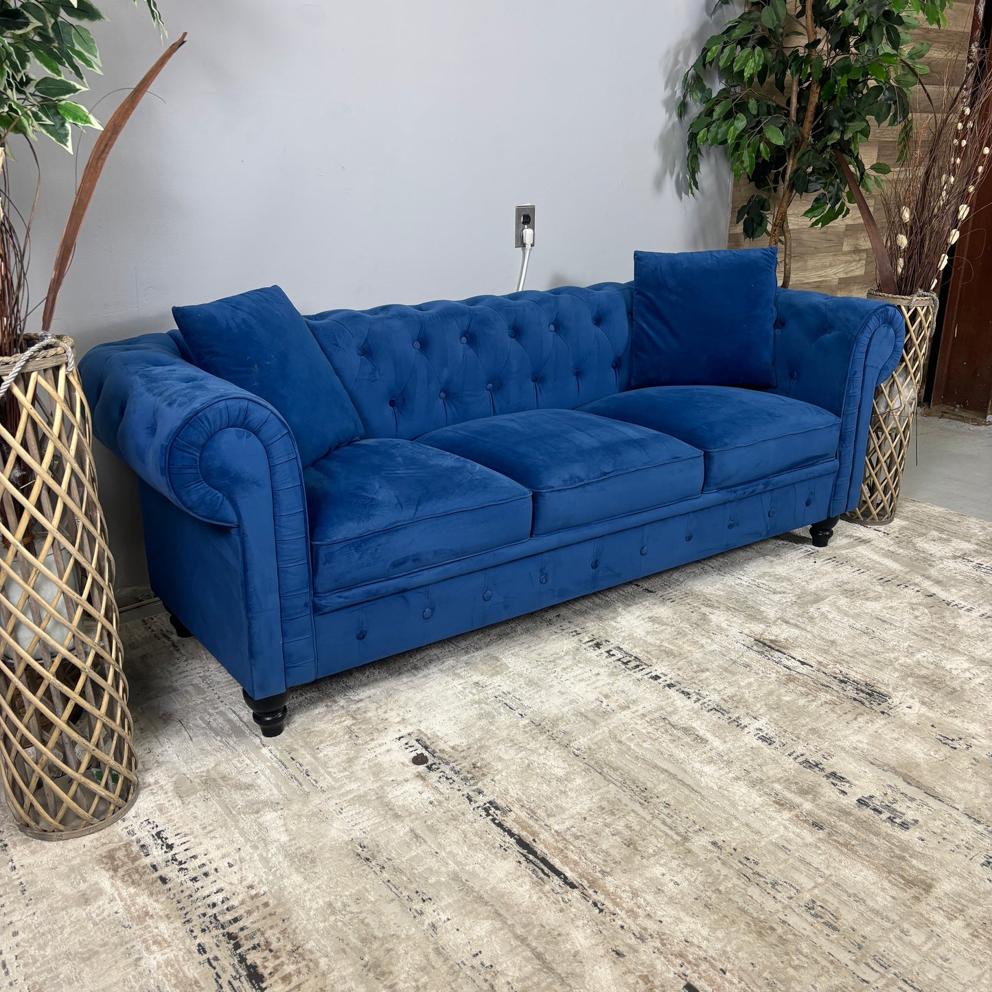 Tufted Blue Sofa