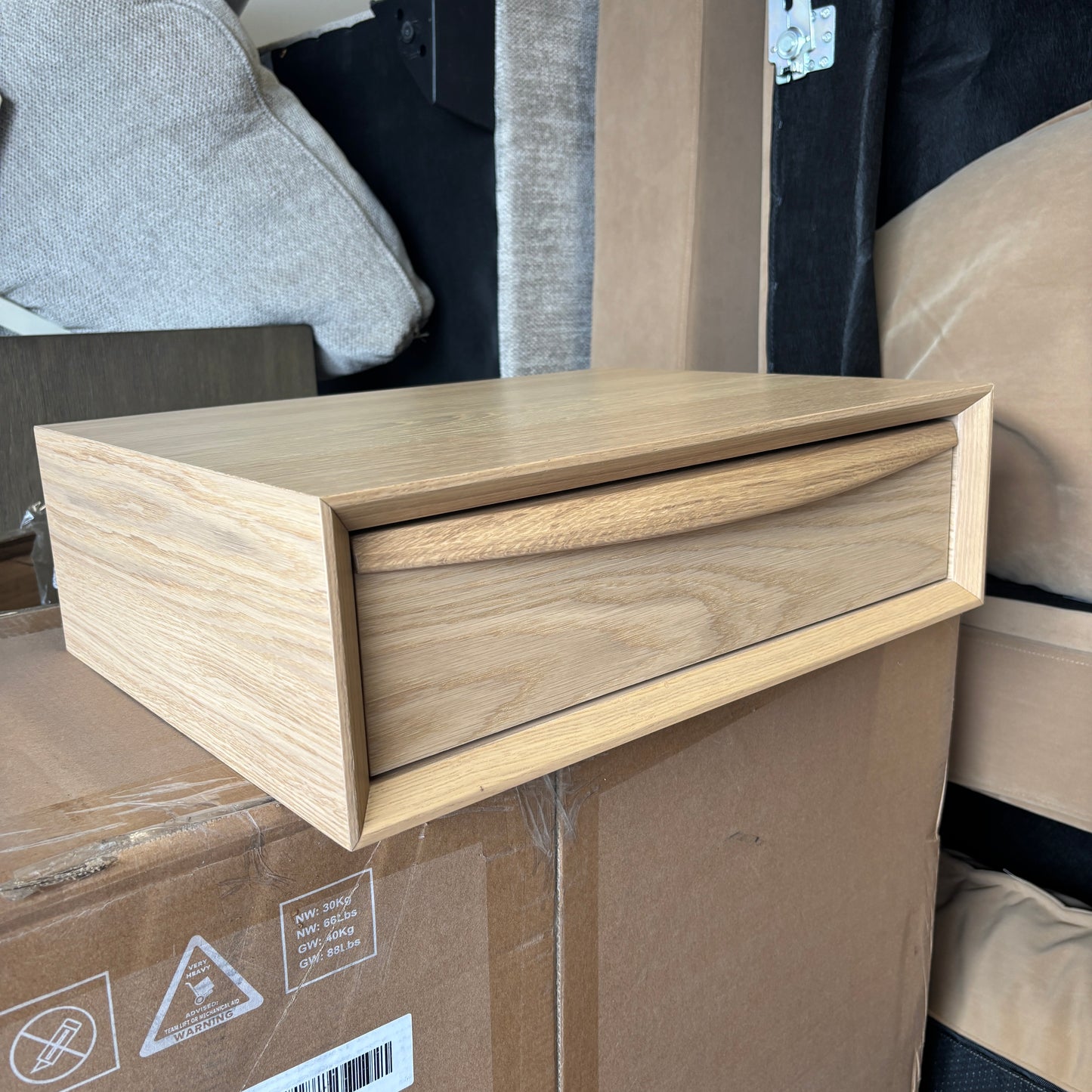Article - (Brand New) - Lenia Floating Night Stand - White Oak